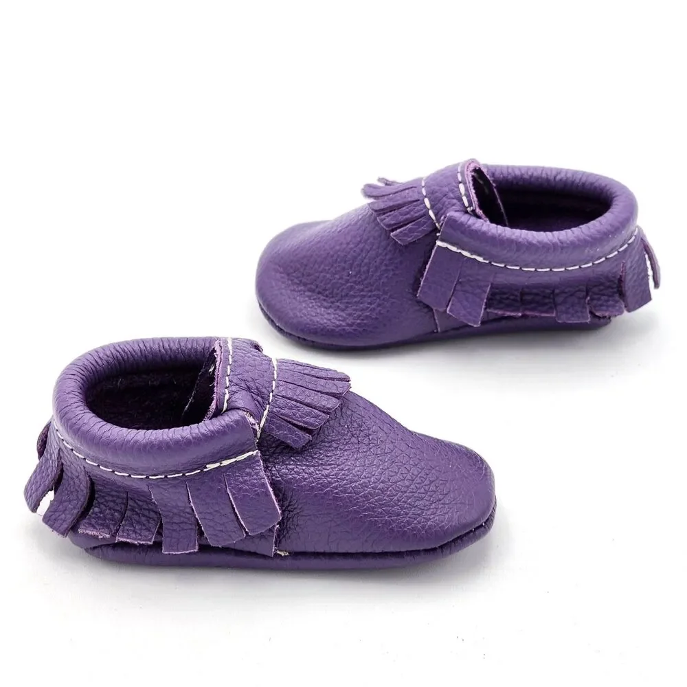 Freshly Picked Moccasin Leather Fringe Baby Shoes Booties 12-18 Months Size 3
